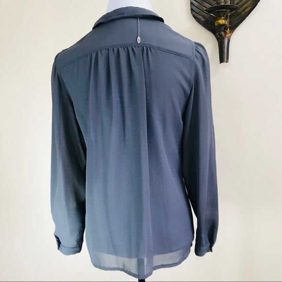 Oscar De La Renta Peter Pan Pleat Chiffon Blouse 8 - Picture 5 of 8